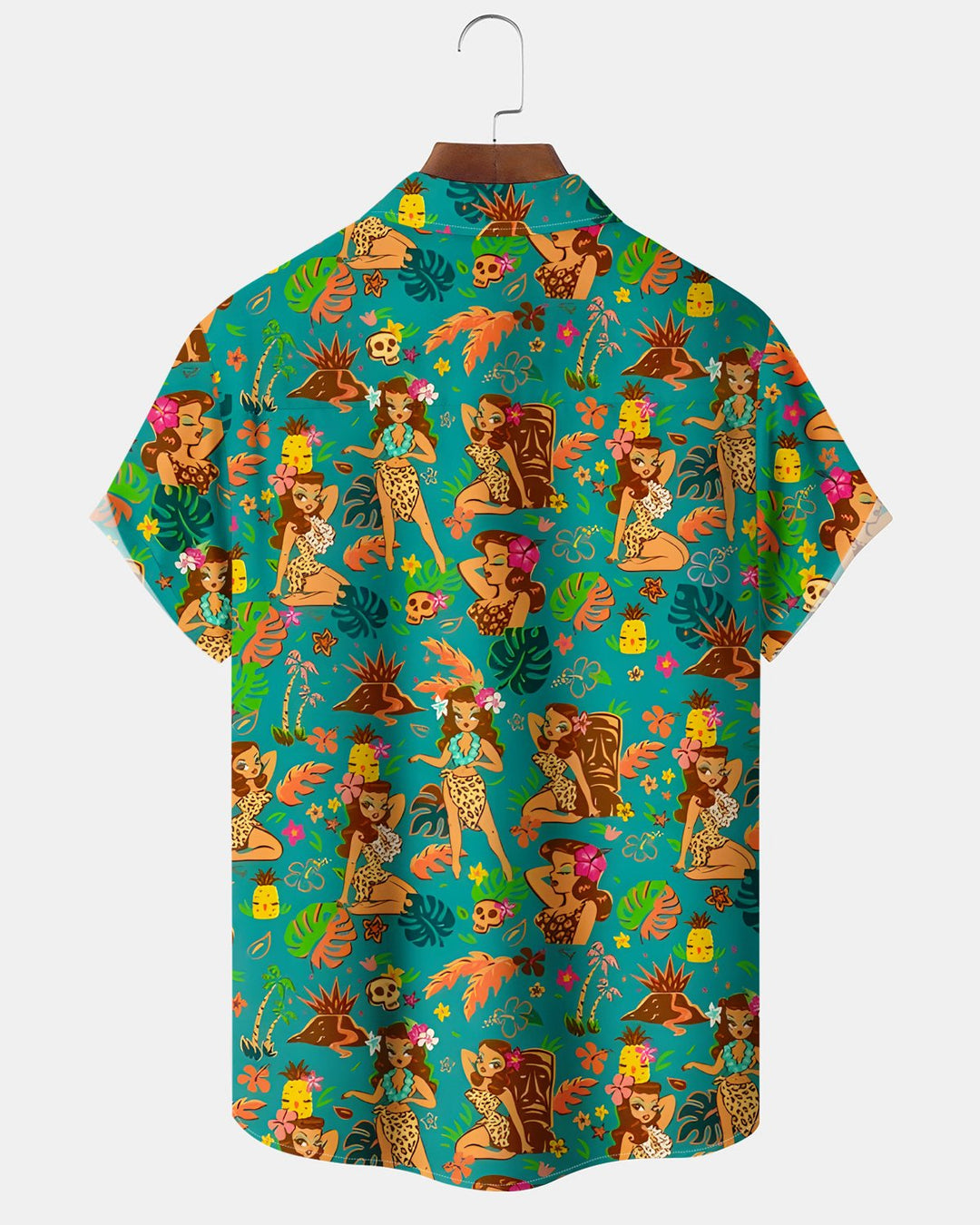 Alohadaddy® Hawaiian Tiki Beach Coconut Tree Straight-Button Shirt
