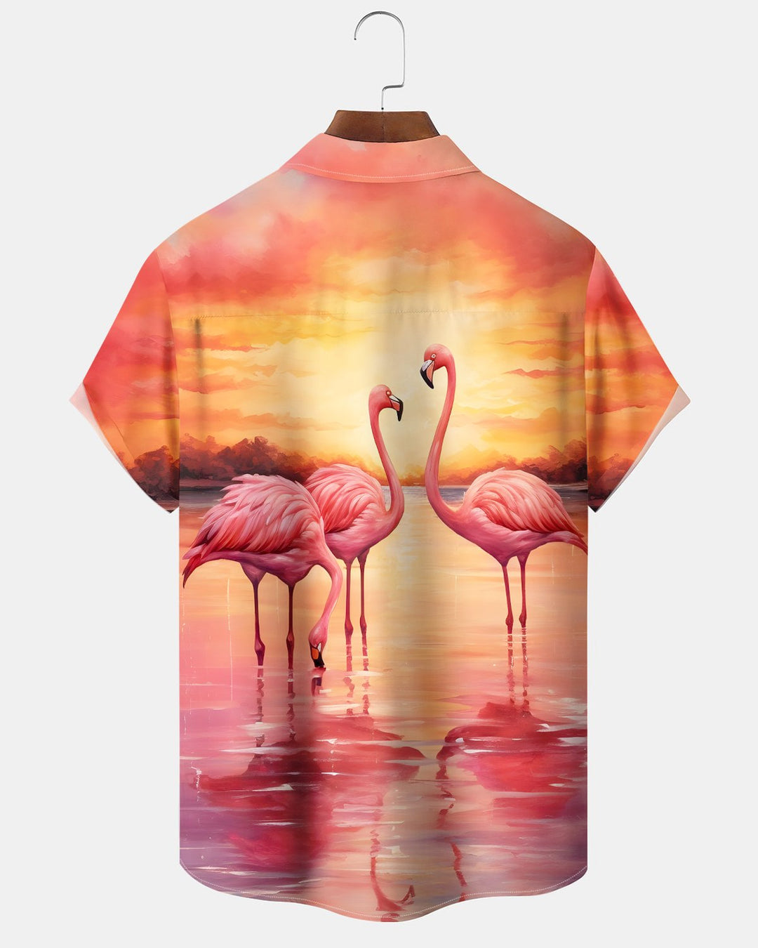 Alohadaddy® Hawaiian Beach Flamingo Sunset Shirt