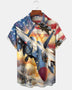 Alohadaddy® Holiday American Independence Day Fighter American Flag Short-Sleeve Shirt