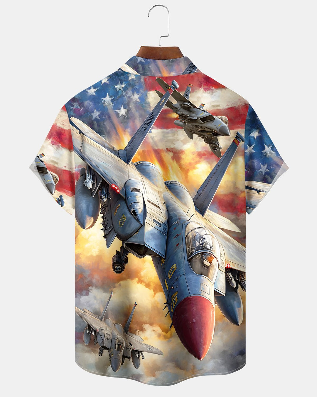 Alohadaddy® Holiday American Independence Day Fighter American Flag Short-Sleeve Shirt