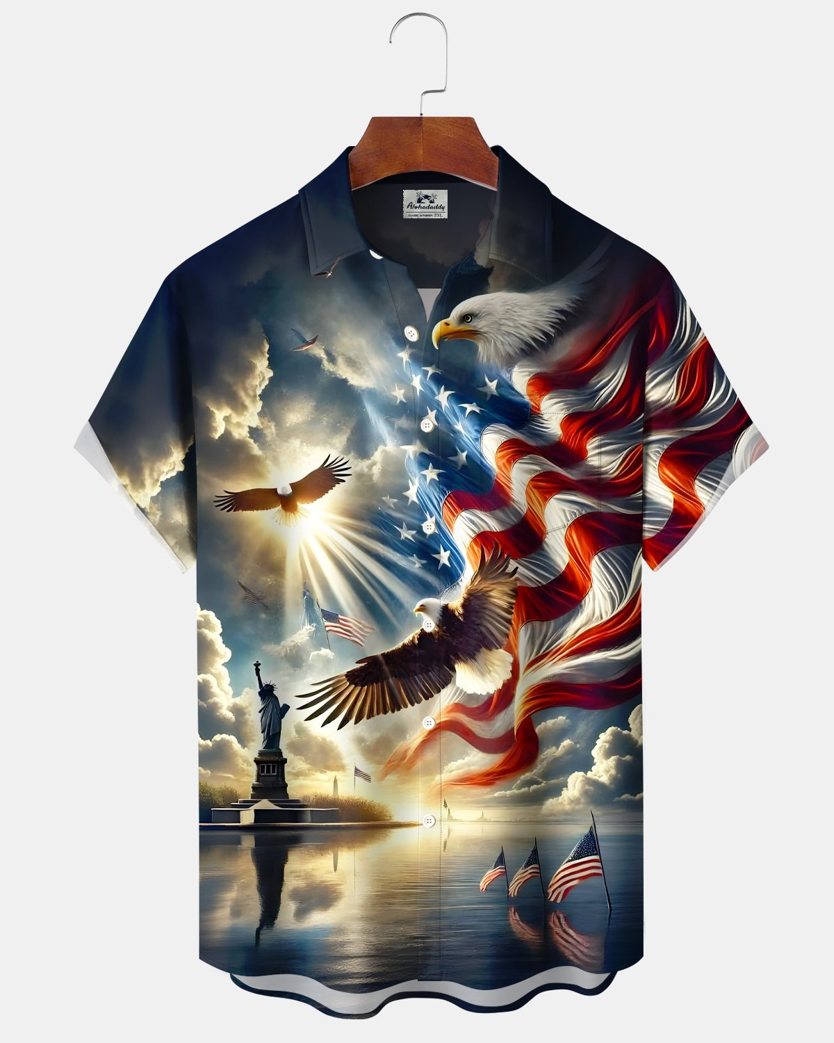Alohadaddy® Holiday 250th Anniversary American Independence Day Eagle Flag Short-Sleeve Shirt