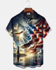 Alohadaddy® Holiday 250th Anniversary American Independence Day Eagle Flag Short-Sleeve Shirt