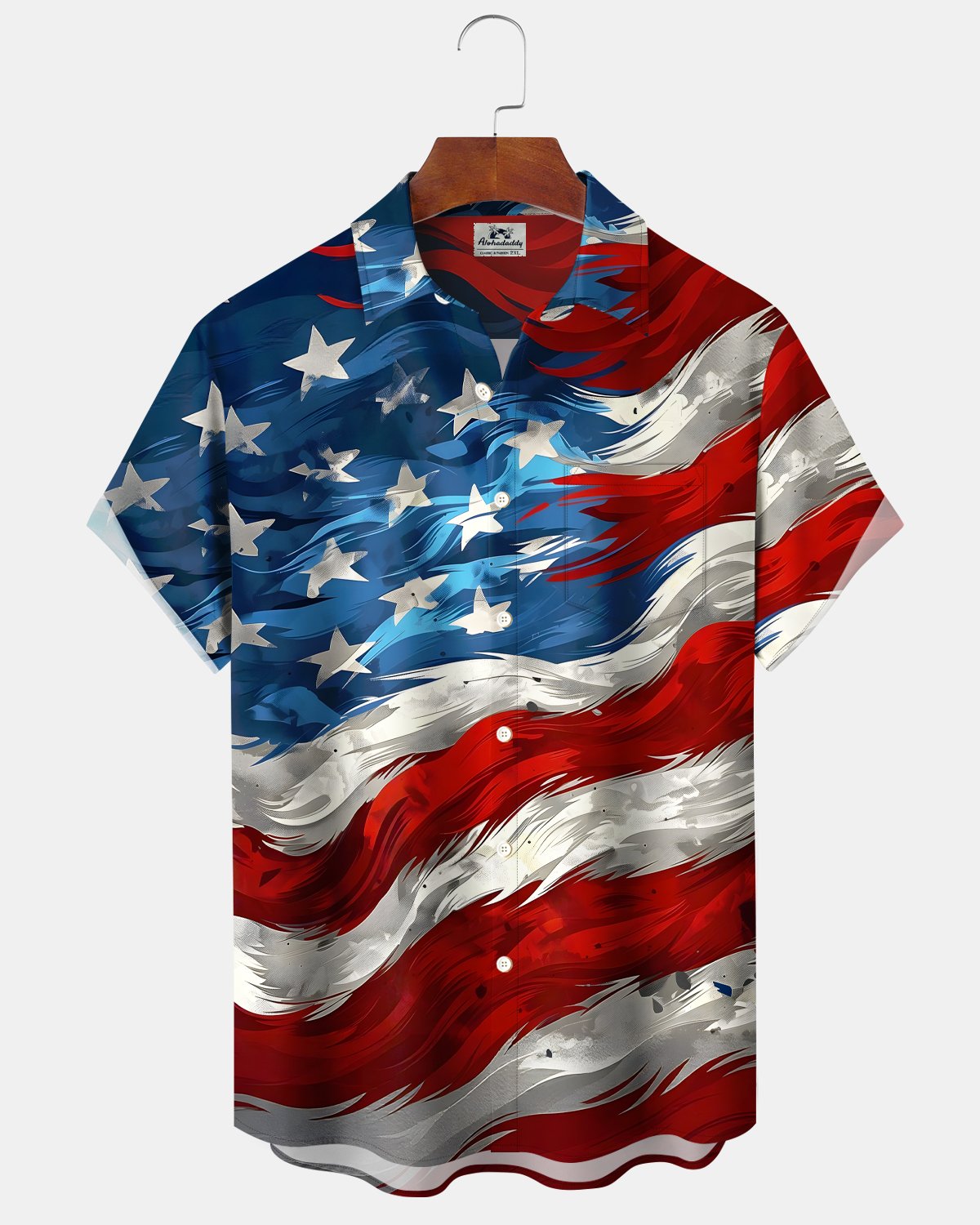 Alohadaddy® Holiday US Independence Day Flag Short-Sleeve Shirt