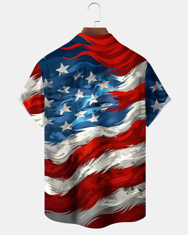 Alohadaddy® Holiday US Independence Day Flag Short-Sleeve Shirt