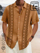 Camisa de bolos retro con estampado étnico azteca de lino y algodón de Alohadaddy, camisa hawaiana de vacaciones de gran tamaño