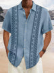 Camisa de bolos retro con estampado étnico azteca de lino y algodón de Alohadaddy, camisa hawaiana de vacaciones de gran tamaño