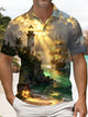 Alohadaddy® Vintage Hawaiian Coconut Tree Lighthouse Beach Polo Shirt