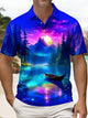 Alohadaddy® Vintage Landscape Lakeside Short-Sleeve Polo Shirt