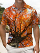 Alohadaddy® Retro Landscape Leaf Short-Sleeve Polo Shirt