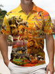 Alohadaddy® Retro Animal Lion Elephant Zebra Short-Sleeve Polo Shirt
