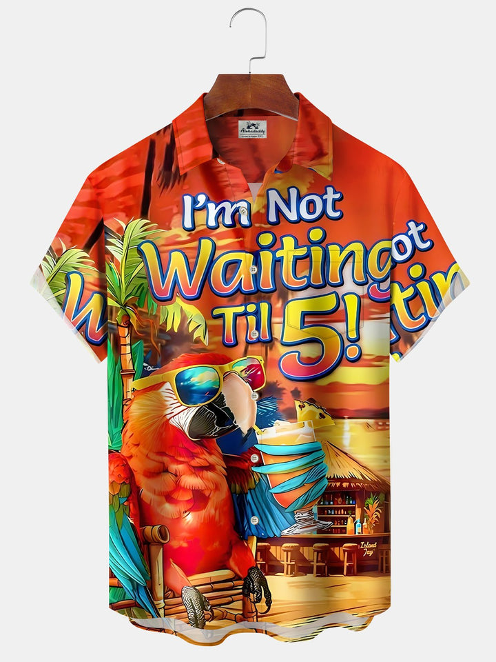 Alohadaddy Hawaiian Beach Parrot Not wait till 5 oclock Pocket Shirt