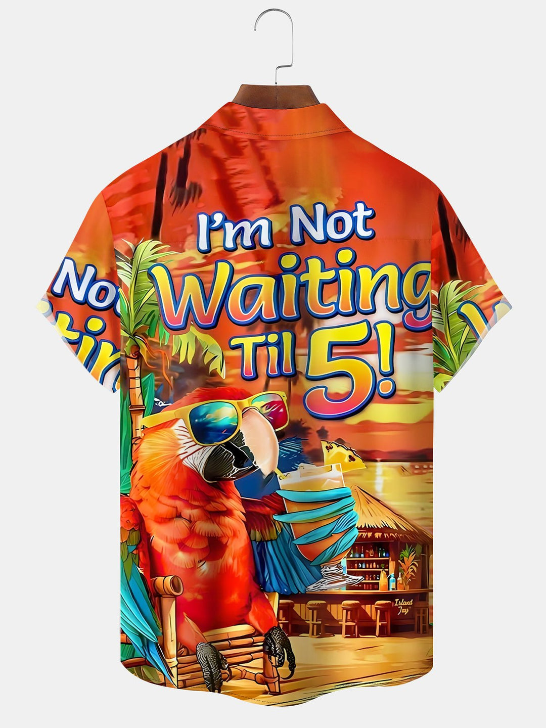 Alohadaddy Hawaiian Beach Parrot Not wait till 5 oclock Pocket Shirt