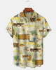Alohadaddy® Retro Atomic Geometry Medieval Modern Cat Hawaiian Shirt