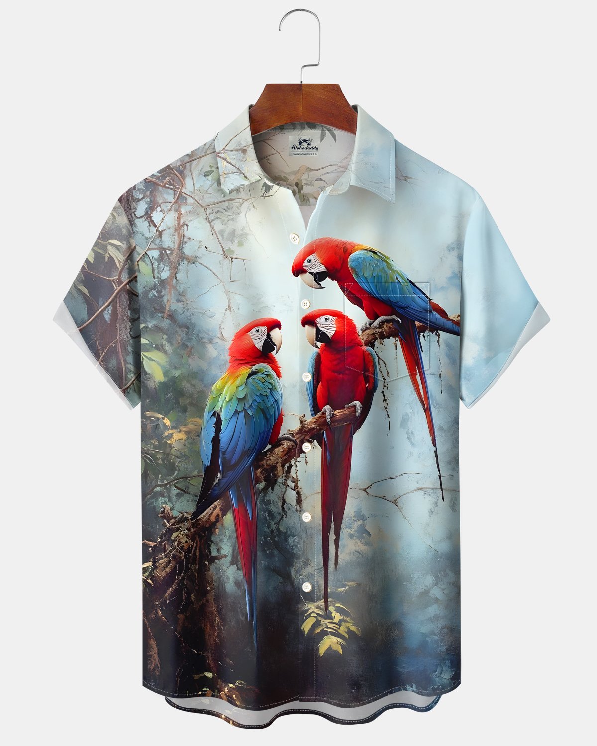Alohadaddy® Hawaiian Parrot Forest Vintage Abstract Texture Shirt
