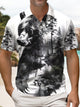 Alohadaddy® Retro Ink Bear Forest Short-Sleeve Polo Shirt