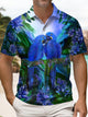 Alohadaddy® Hawaiian Tropical Flower Parrot Short-Sleeve Polo Shirt