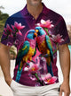 Alohadaddy® Hawaiian Flower Parrot Short-Sleeve Polo Shirt