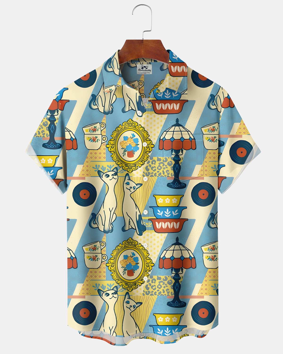 Alohadaddy® Retro Geometric Atom Medieval Modern Cat Shirt