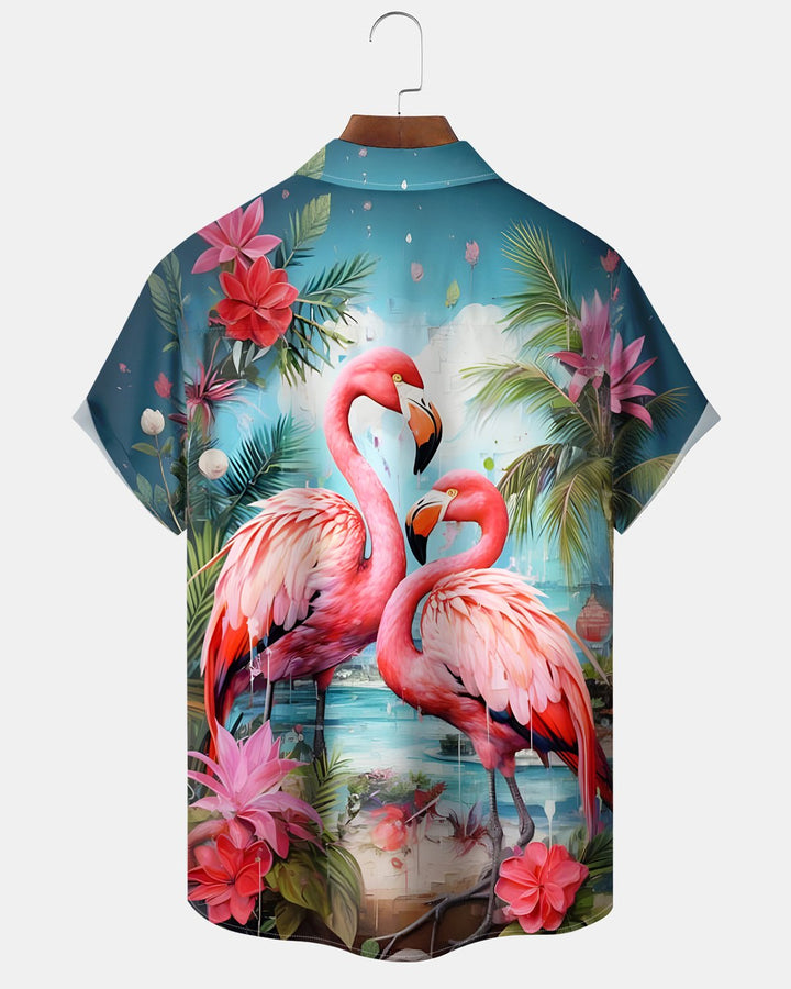 Alohadaddy® Vintage Flamingo Hawaiian Floral Shirt