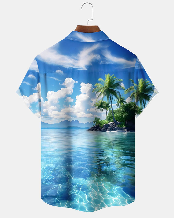 Alohadaddy® Hawaiian Beach Coconut Tree Landscape Shirt