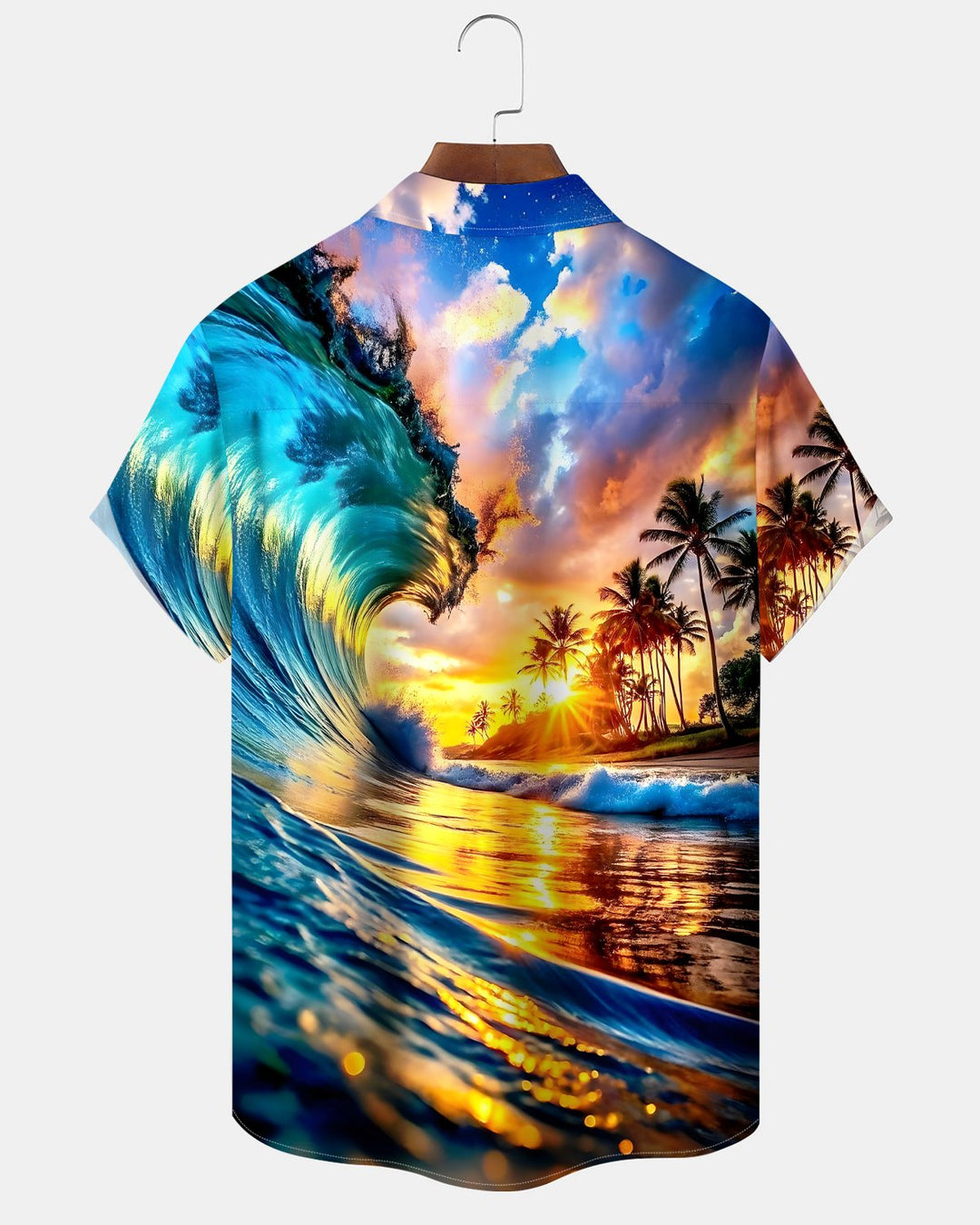 Alohadaddy® Hawaiian Beach Scenery Coconut Tree Wave Shirt