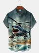 Alohadaddy Vintage Ocean Shark Jaws Hawaiian Pocket Stretch Shirt