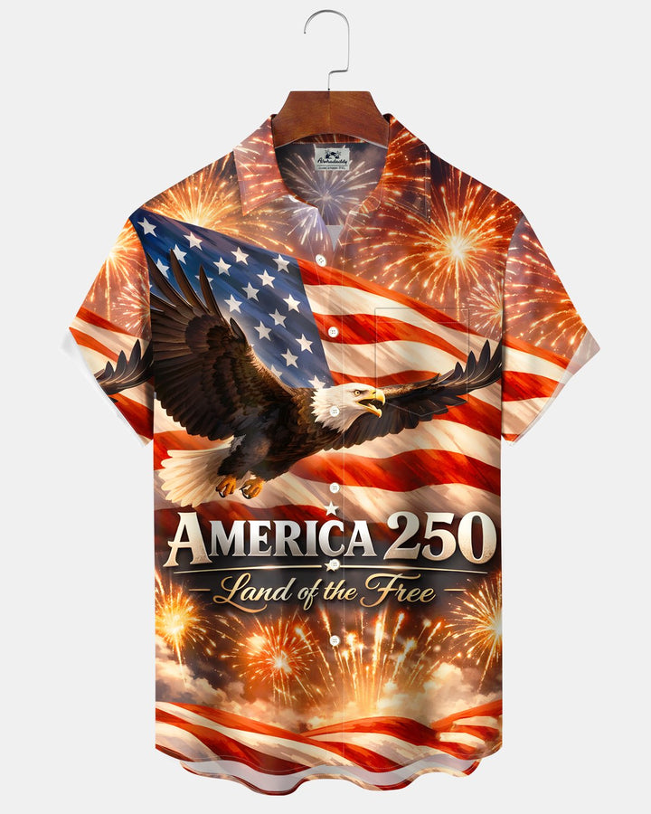 Alohadaddy® Holiday 250th Anniversary American Independence Day Eagle Flag Shirt
