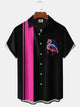 Alohadaddy Vintage Hawaiian Flamingo Neon Bowling Pocket Shirt