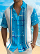 Alohadaddy 50's Retro Mid-Century Geometric Men's Bowling Shirt Stretch Pocket Camp Shirt Big Tall
