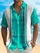Alohadaddy 50's Retro Mid-Century Geometric Men's Bowling Shirt Stretch Pocket Camp Shirt Big Tall