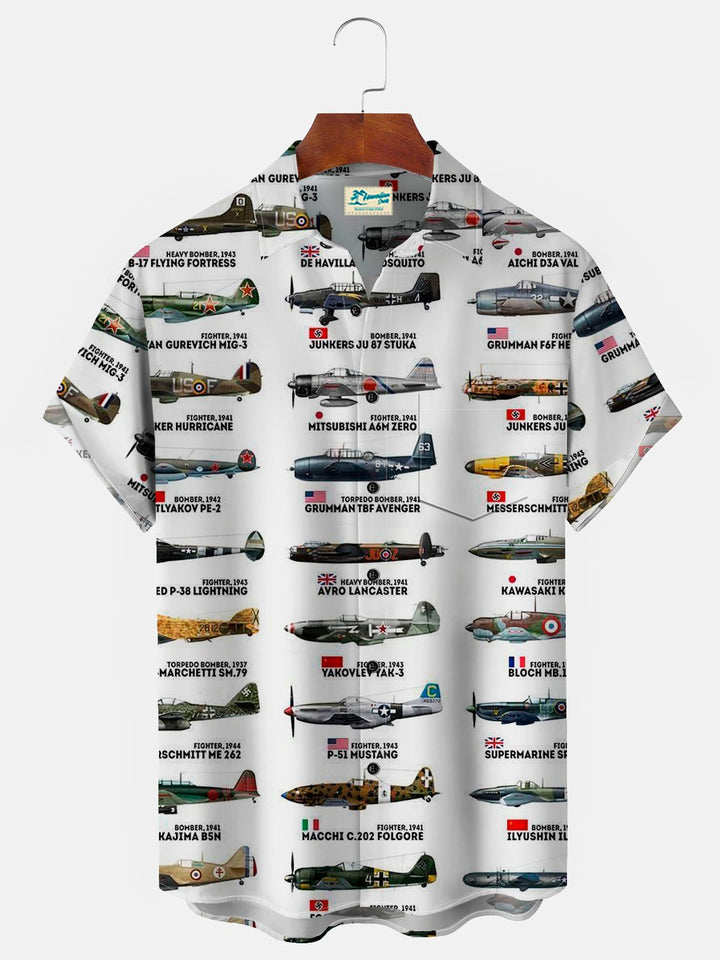 Alohadaddy Vintage WWII Aircraft Art Poster White Men&