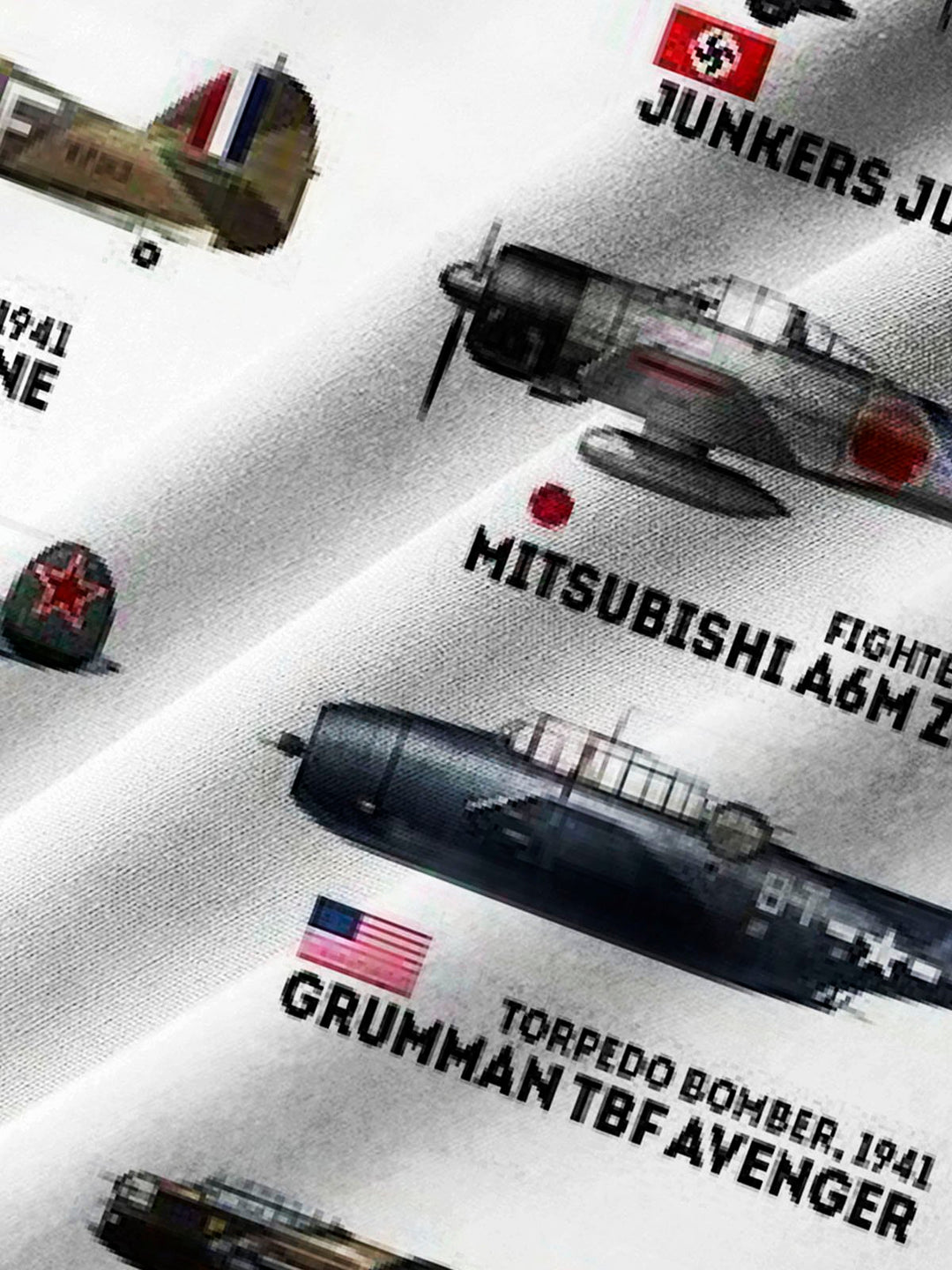 Alohadaddy Vintage WWII Aircraft Art Poster White Men&