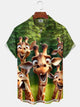 Alohadaddy Hawaiian Retro Cartoon Giraffe Pocket Short Sleeve Shirt