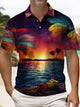 Alohadaddy® Hawaiian Beach Coconut Tree Short-Sleeve Polo Shirt