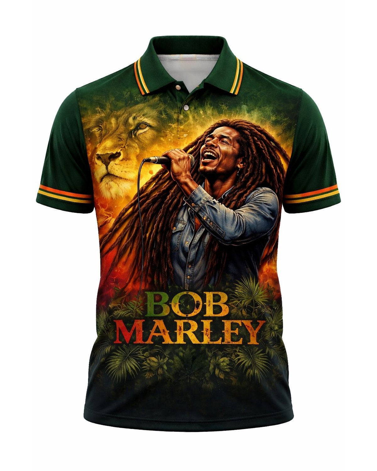 Alohadaddy® Retro Music Gradient Lion Polo Shirt