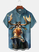Alohadaddy Retro Cartoon Cow Textured Short Sleeve Pocket Shirt