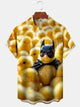 Alohadaddy Retro Cartoon Chicken Batman Funny Short Sleeve Pocket Shirt