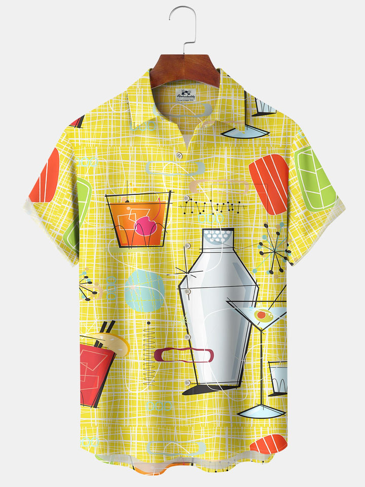 Alohadaddy 60s Mid-Century Vintage Geometric Hawaiian Cocktail Pocket Shirt