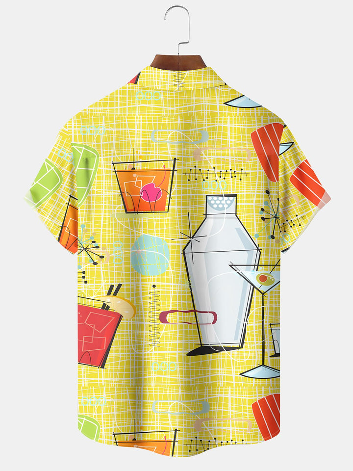 Alohadaddy 60s Mid-Century Vintage Geometric Hawaiian Cocktail Pocket Shirt