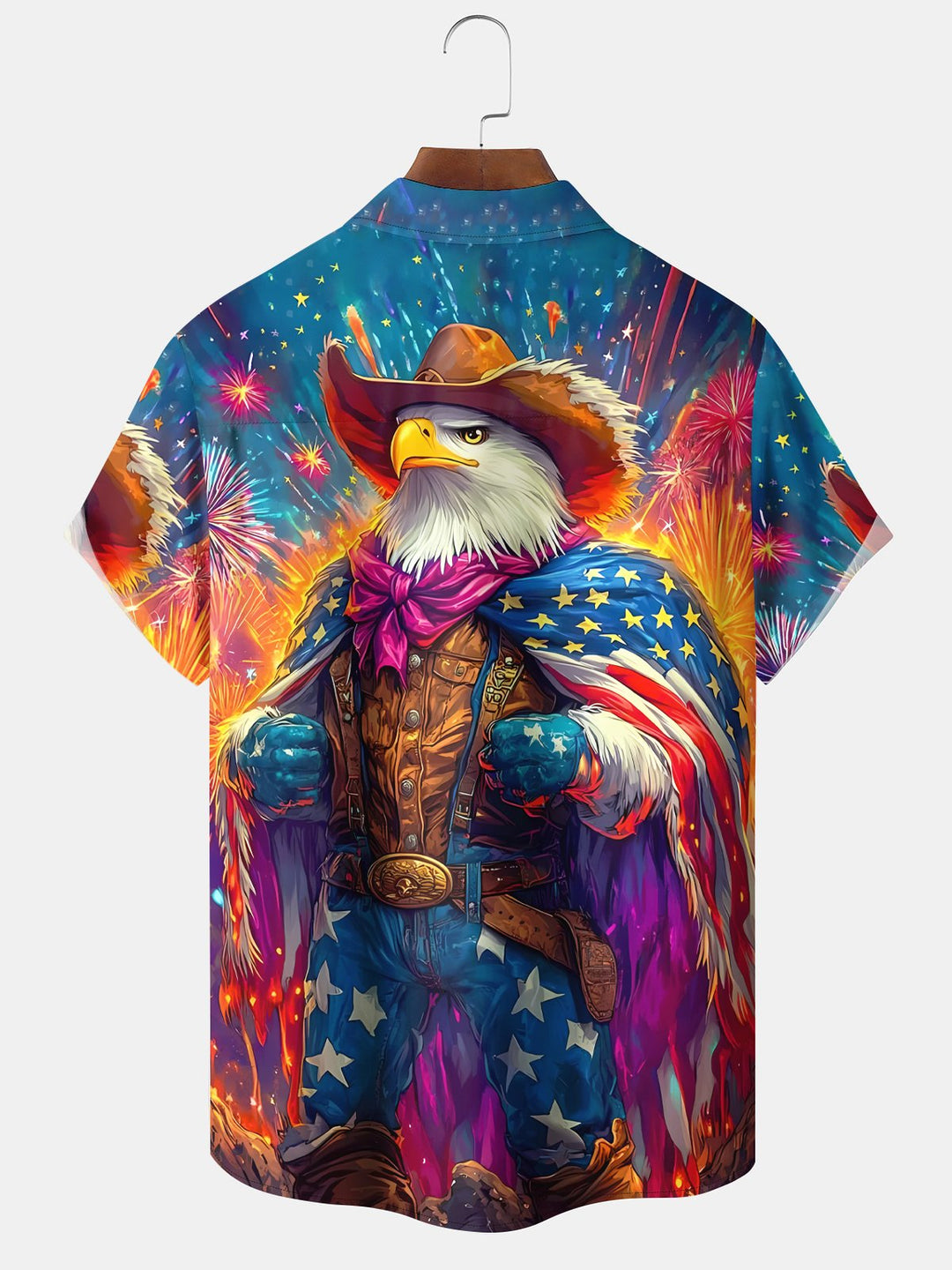 Alohadaddy Vintage Holiday American Flag Eagle Independence Day Fireworks Shirt