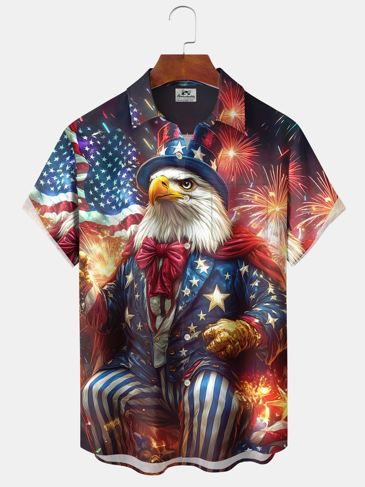 Alohadaddy Holiday American Flag Eagle Independence Day Fireworks Shirt