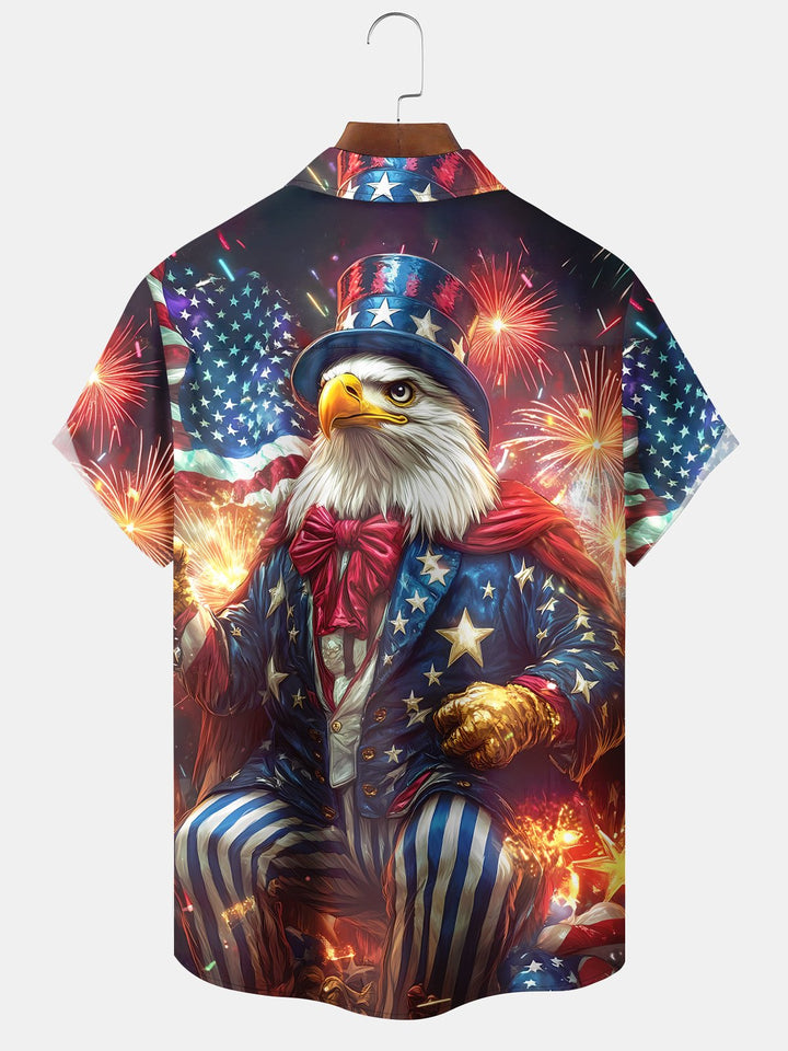 Alohadaddy Holiday American Flag Eagle Independence Day Fireworks Shirt