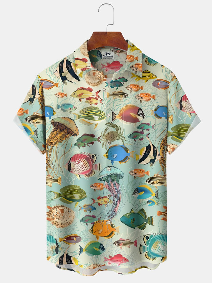 Alohadaddy Vintage Hawaiian Sea Life Tropical Fish Gradient Vacation Shirt