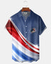 Alohadaddy® Men's Holiday Patriotic Torn American Flag Dynamic Streamline Retro Print Button Down Short-Sleeve Big & Tall