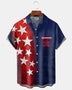 Alohadaddy® Men's Holiday Patriotic USA 250 Years Anniversary Stars Stripes Grunge Texture Retro Print Button Down Short-Sleeve Big & Tall