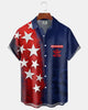 Alohadaddy® Men's Holiday Patriotic USA 250 Years Anniversary Stars Stripes Grunge Texture Retro Print Button Down Short-Sleeve Big & Tall