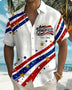 Alohadaddy® Men's Holiday Patriotic America 250th Anniversary 1776-2026 Stars Stripes Retro Print Button Down Short-Sleeve Big & Tall