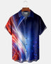 Alohadaddy® Men's Holiday Patriotic American Flag Abstract Light Streak Space Galaxy Retro Print Button Down Short-Sleeve Big & Tal