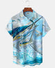 Alohadaddy® Men's Marine Swordfish Hawaiian Print Button Down Short-Sleeve Big & Tall