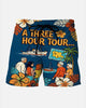 Alohadaddy® Men's Tropic A Three Hour Tour Island Adventure Cruise Ship Map Retro Printed Beach Shorts